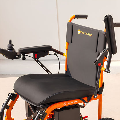 Close-up of the OAS Air Ultra padded flip-up armrest with the 360-degree joystick controller on the seat