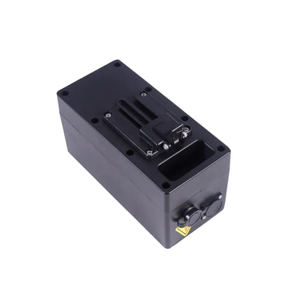 Rear view of the OAS Cruise Pro removable 24V 10Ah lithium battery showing charging connections and mounting interface for the OAS Cruise Pro electric wheelchair.