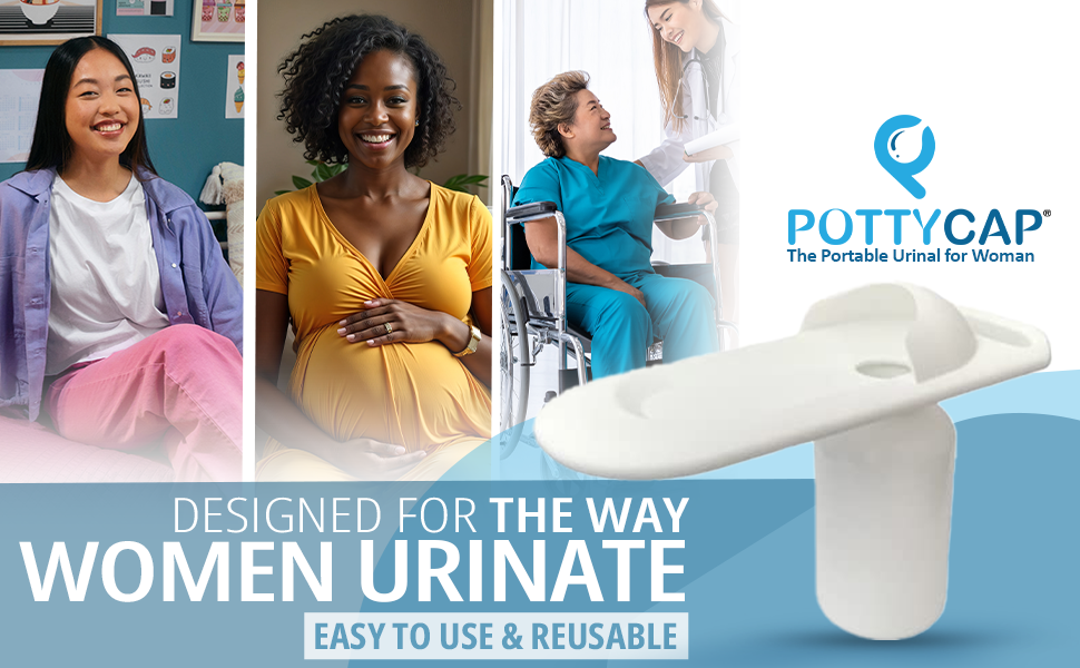 Pregnant woman using PottyCap to reduce nighttime bathroom trips and improve bedside convenience.