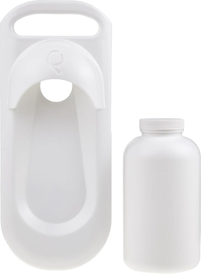 PottyCap reusable female urinal featuring an ergonomic handle, integrated splash guard and detachable 32-ounce collection bottle for bedside, travel and incontinence management use.