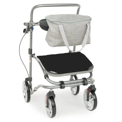 Gait Trainer Rollator Walker – Upright Folding Walker with Sliding Seat & Brakes