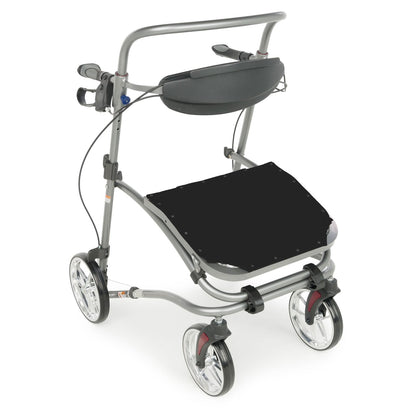Gait Trainer Rollator Walker – Upright Folding Walker with Sliding Seat & Brakes