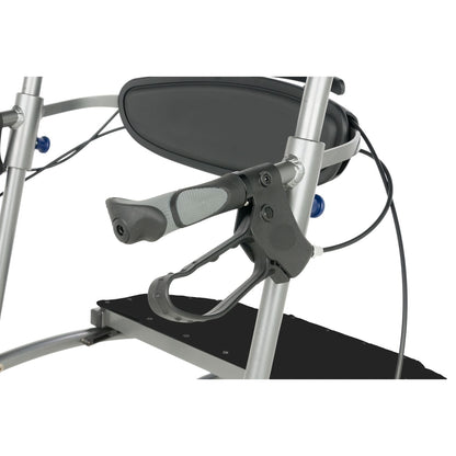 Gait Trainer Rollator Walker – Upright Folding Walker with Sliding Seat & Brakes