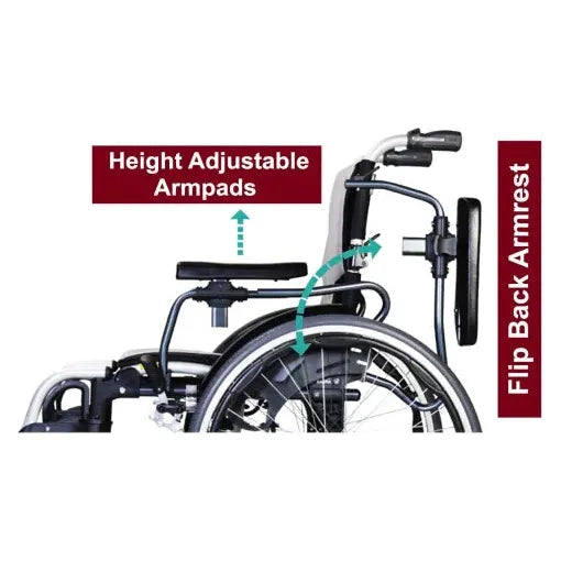 S-Ergo 305 Ultra Lightweight Ergonomic Wheelchair with Adjustable Seat Height