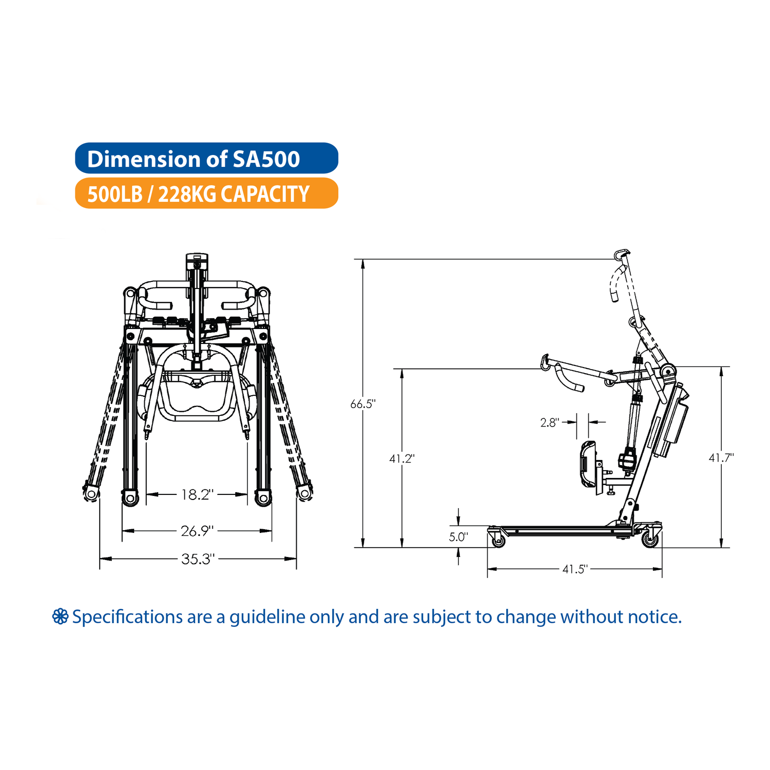 The BestStand® SA500  Heavy-Duty Sit-to-Stand Lift