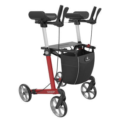 Rehasense SERVER W Upright Indoor Rollator – Forearm Support Walker with Foldable Design