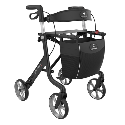 Rehasense SPARK CF Carbon Fiber Rollator – Ultra-Lightweight Folding Walker with Seat