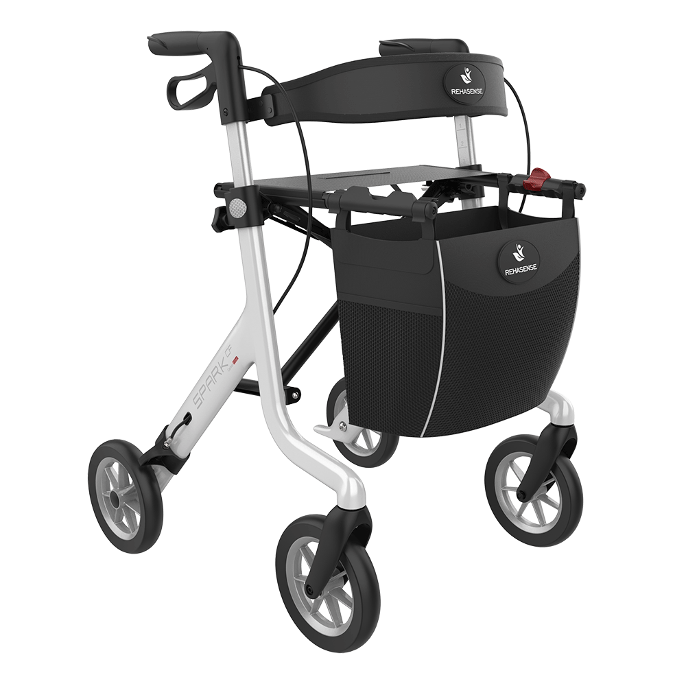 Rehasense SPARK CF Carbon Fiber Rollator – Ultra-Lightweight Folding Walker with Seat