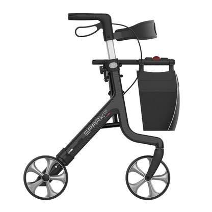 Rehasense SPARK CF Carbon Fiber Rollator – Ultra-Lightweight Folding Walker with Seat