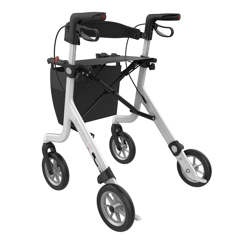 Rehasense SPARK CF Carbon Fiber Rollator – Ultra-Lightweight Folding Walker with Seat