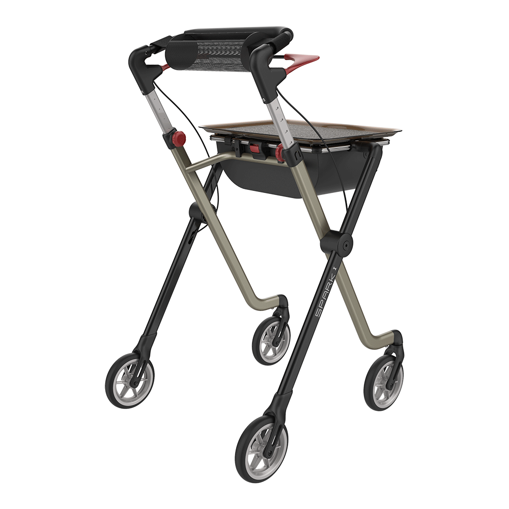 Rehasense SPARK Indoor Rollator – Ultra-Lightweight Folding Walker with Tray