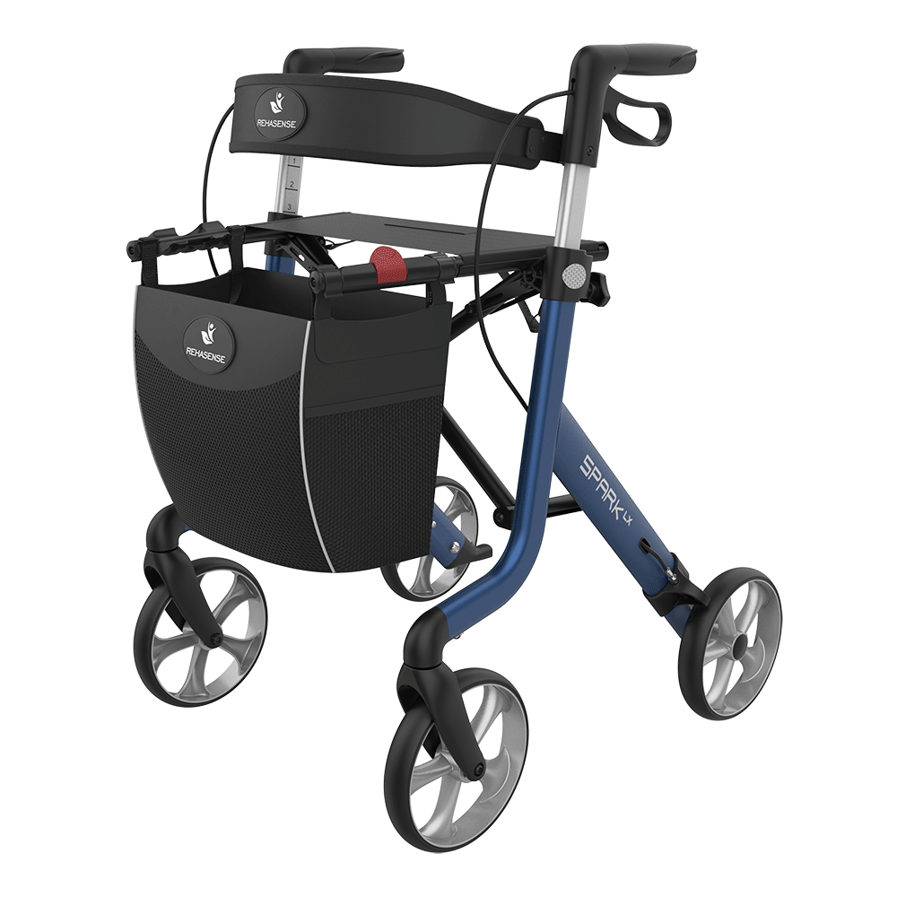 Rehasense SPARK LX Lightweight Rollator – Foldable Aluminum Walker with Seat (Best Seller)