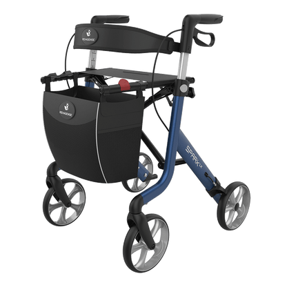 Rehasense SPARK LX Lightweight Rollator – Foldable Aluminum Walker with Seat (Best Seller)