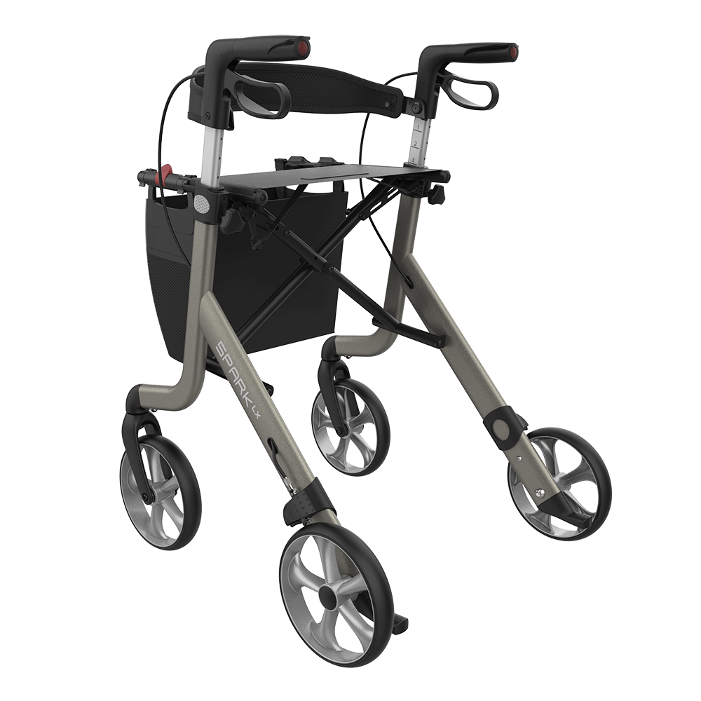 Rehasense SPARK LX Lightweight Rollator – Foldable Aluminum Walker with Seat (Best Seller)