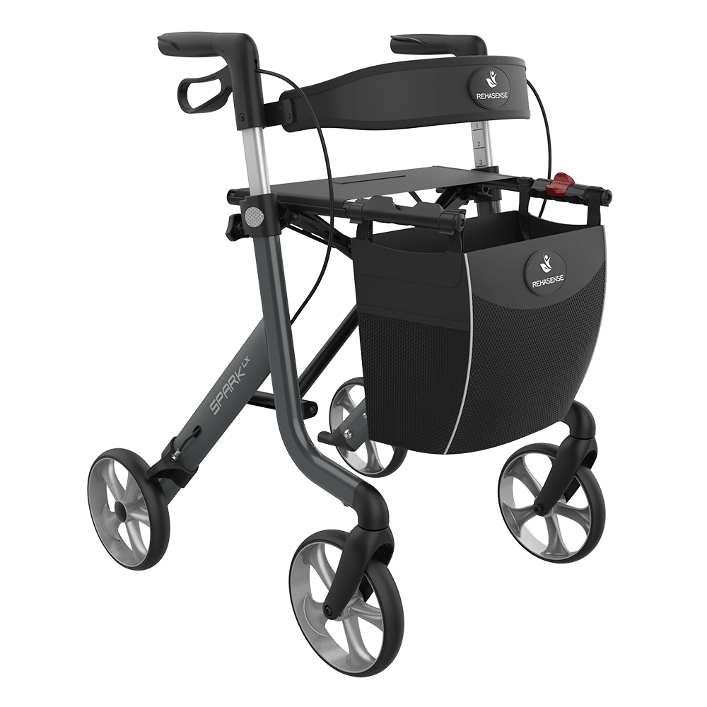 Rehasense SPARK LX Lightweight Rollator – Foldable Aluminum Walker with Seat (Best Seller)