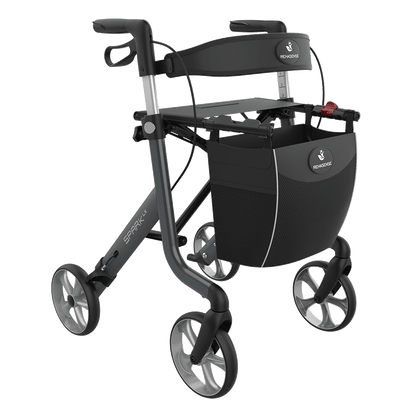 Rehasense SPARK LX Lightweight Rollator – Foldable Aluminum Walker with Seat (Best Seller)
