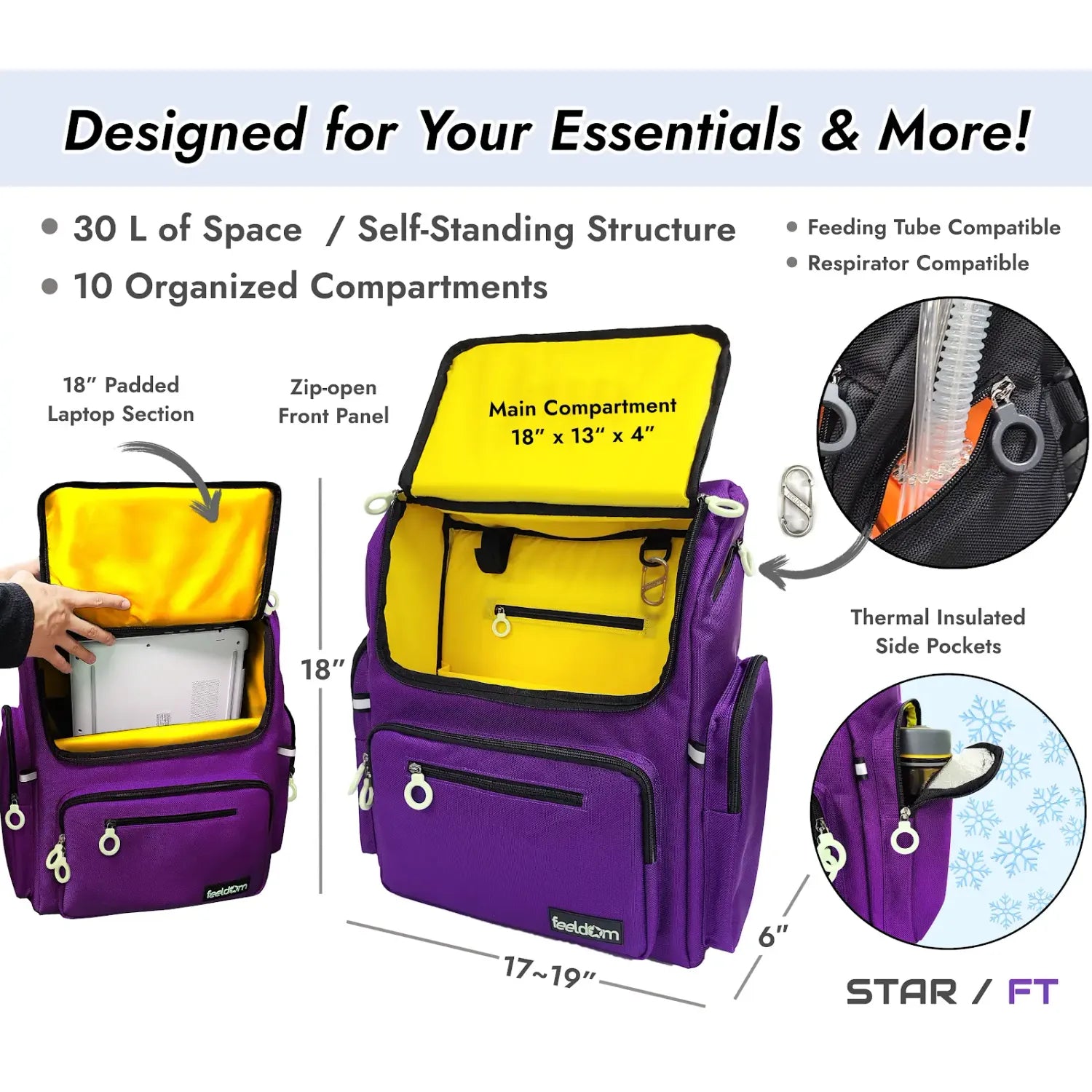 STAR / FT - Feeding Tube-Compatible Deluxe Wheelchair Bag