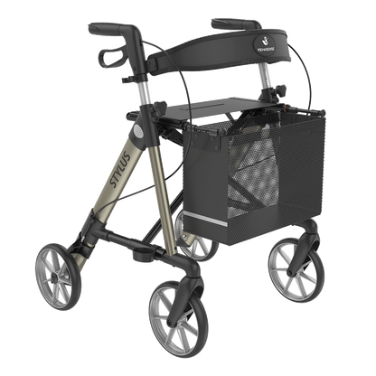 Rehasense STYLUS Lightweight Rollator – Side-Folding Aluminum Walker with Seat