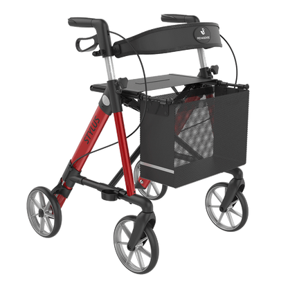Rehasense STYLUS Lightweight Rollator – Side-Folding Aluminum Walker with Seat
