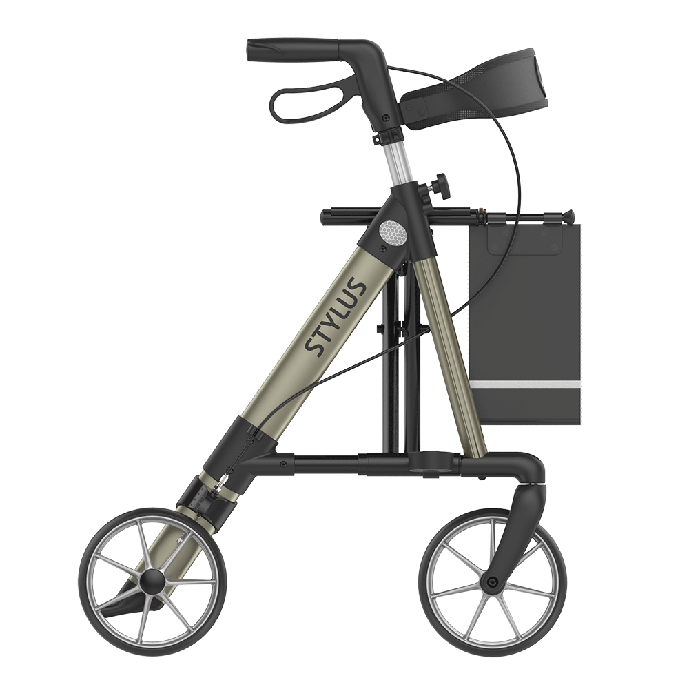 Rehasense STYLUS Lightweight Rollator – Side-Folding Aluminum Walker with Seat