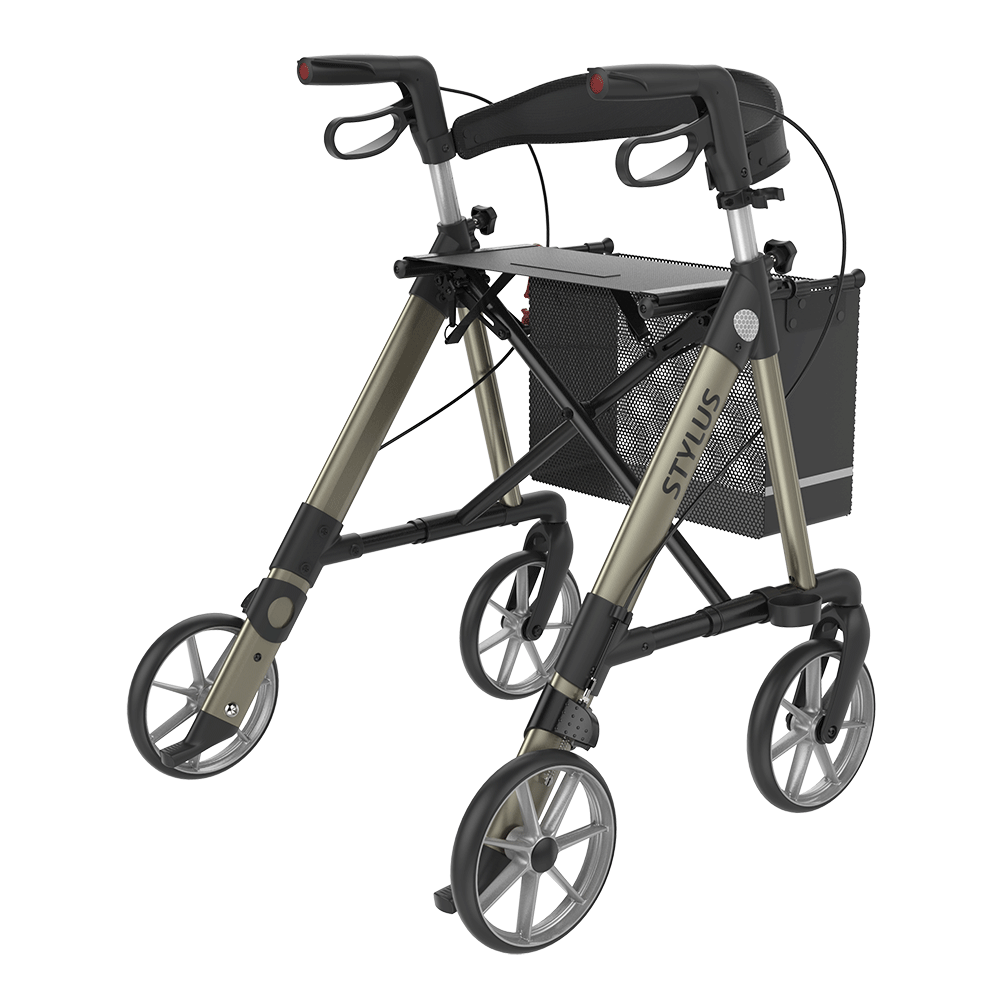 Rehasense STYLUS Lightweight Rollator – Side-Folding Aluminum Walker with Seat
