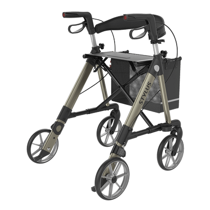 Rehasense STYLUS Lightweight Rollator – Side-Folding Aluminum Walker with Seat