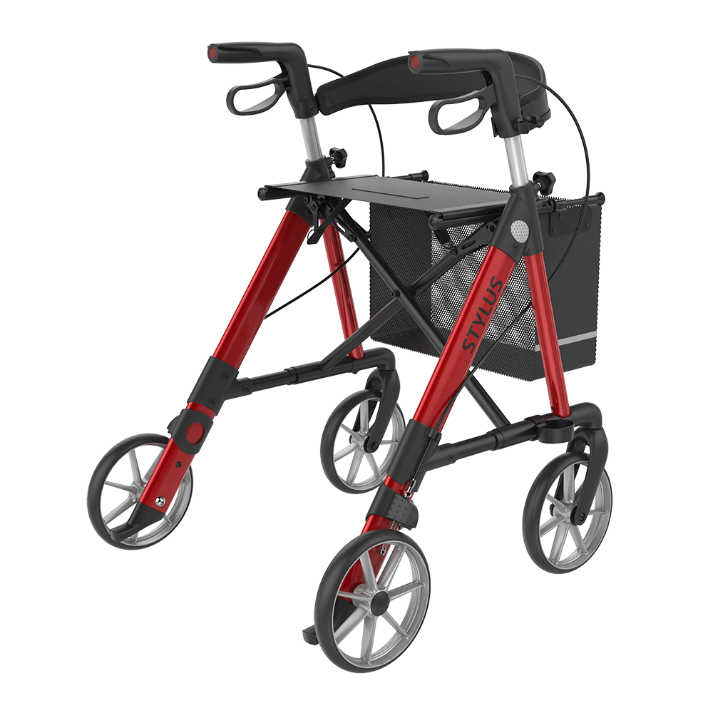 Rehasense STYLUS Lightweight Rollator – Side-Folding Aluminum Walker with Seat