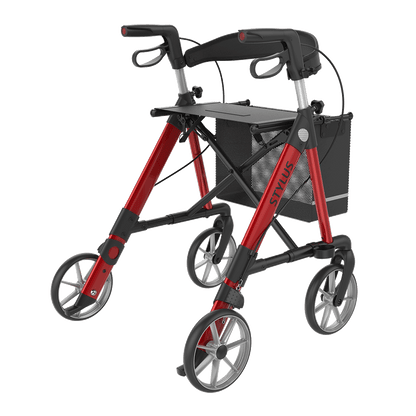 Rehasense STYLUS Lightweight Rollator – Side-Folding Aluminum Walker with Seat