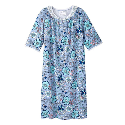 Open Back Knit Nightgown with Lace Trim