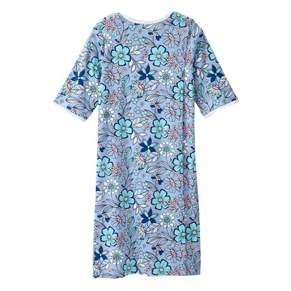 Open Back Knit Nightgown with Lace Trim