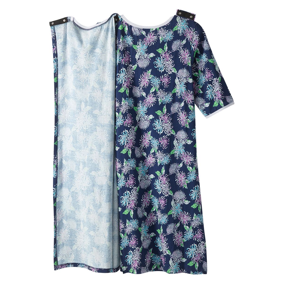 Open Back Knit Nightgown with Lace Trim