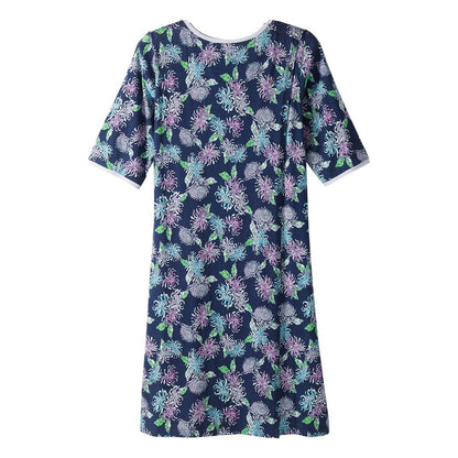 Open Back Knit Nightgown with Lace Trim