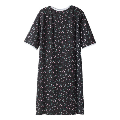 Open Back Knit Nightgown with Lace Trim