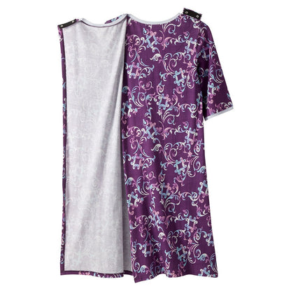 Open Back Knit Nightgown with Lace Trim