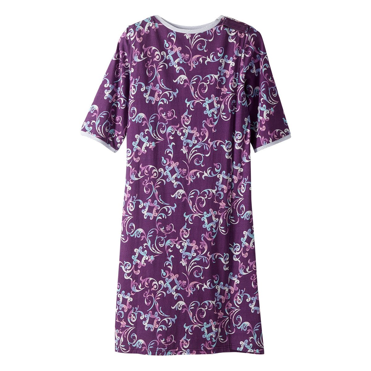 Open Back Knit Nightgown with Lace Trim