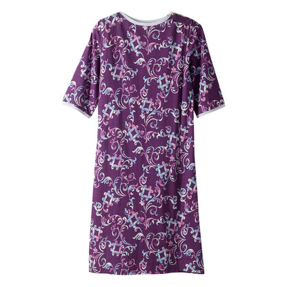 Open Back Knit Nightgown with Lace Trim