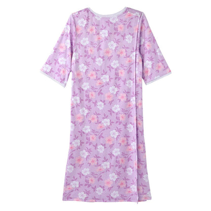 Open Back Knit Nightgown with Lace Trim