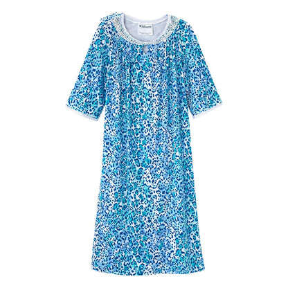 Open Back Knit Nightgown with Lace Trim