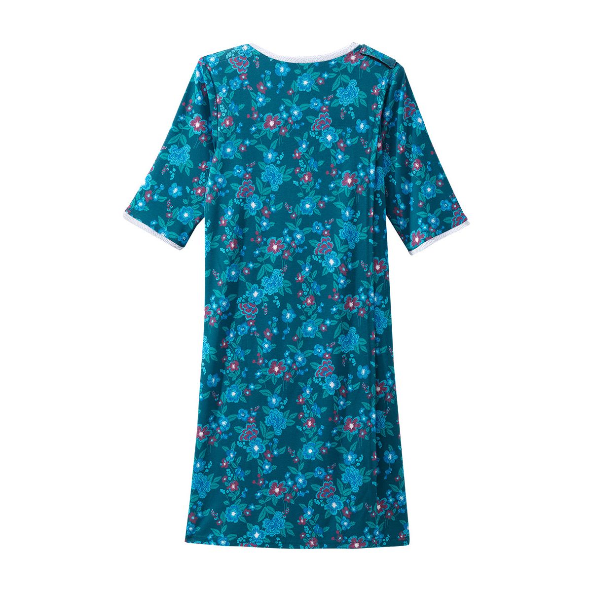 Open Back Knit Nightgown with Lace Trim