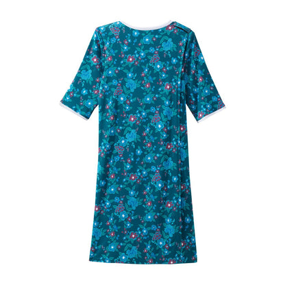 Open Back Knit Nightgown with Lace Trim