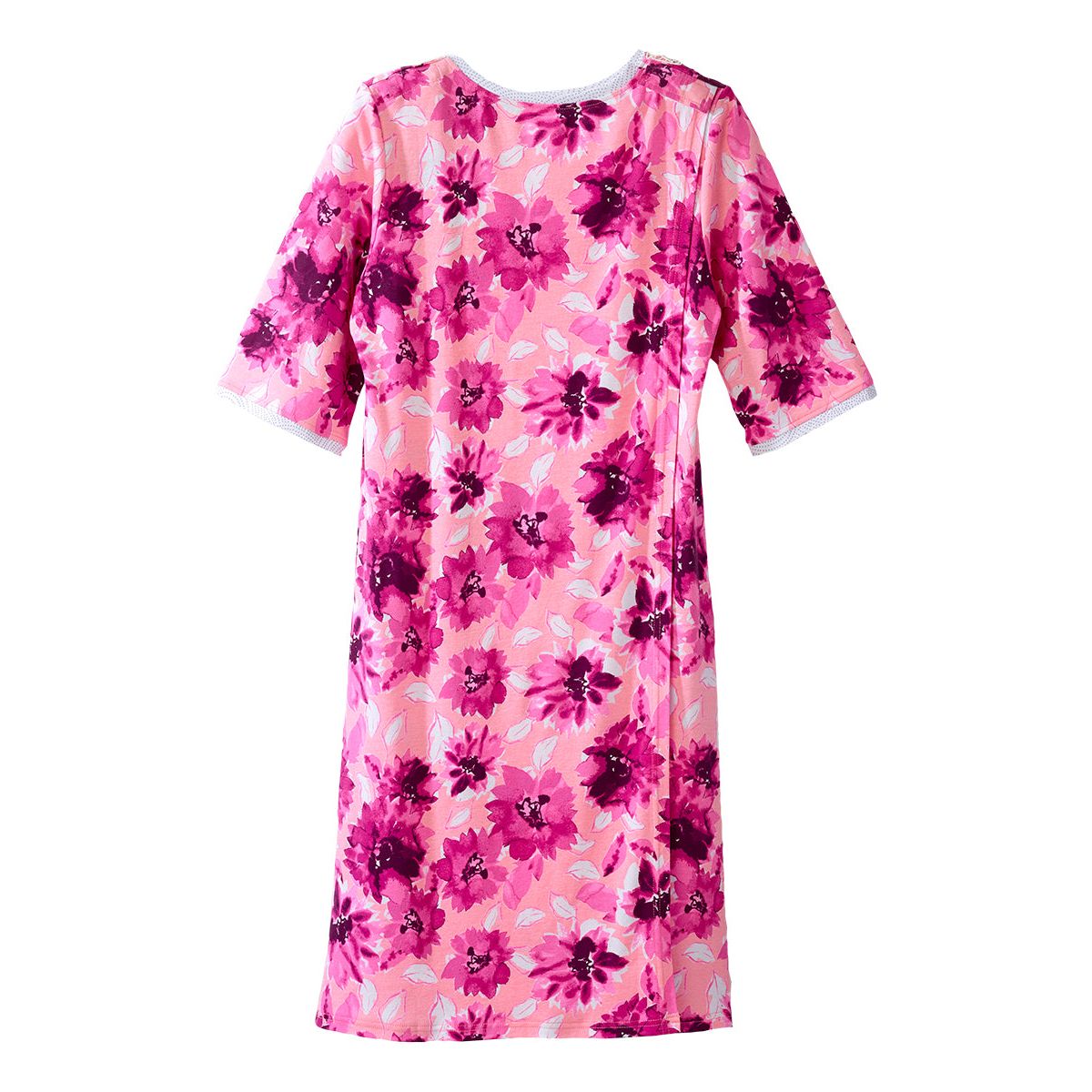 Open Back Knit Nightgown with Lace Trim