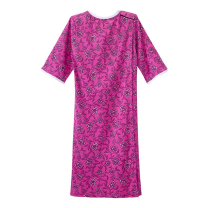 Open Back Knit Nightgown with Lace Trim