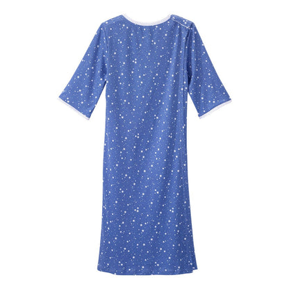 Open Back Knit Nightgown with Lace Trim