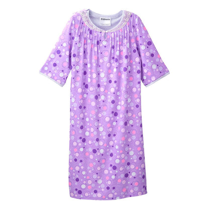 Open Back Knit Nightgown with Lace Trim