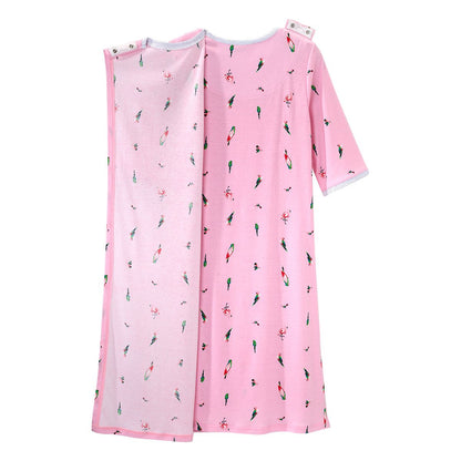 Open Back Knit Nightgown with Lace Trim