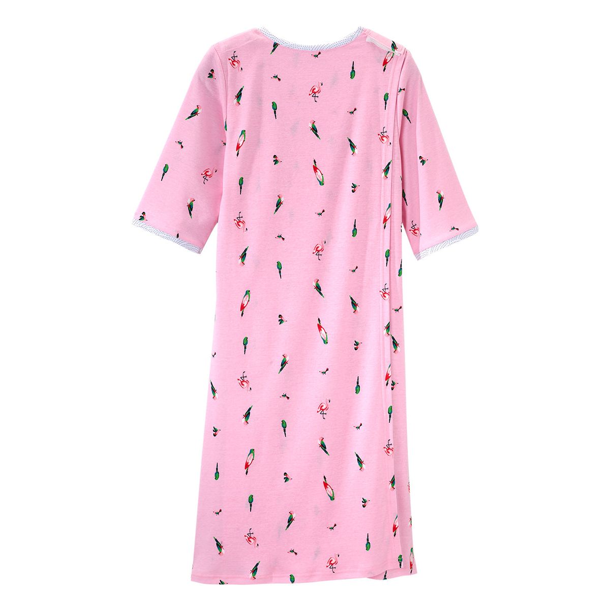 Open Back Knit Nightgown with Lace Trim