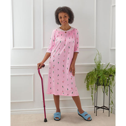 Open Back Knit Nightgown with Lace Trim