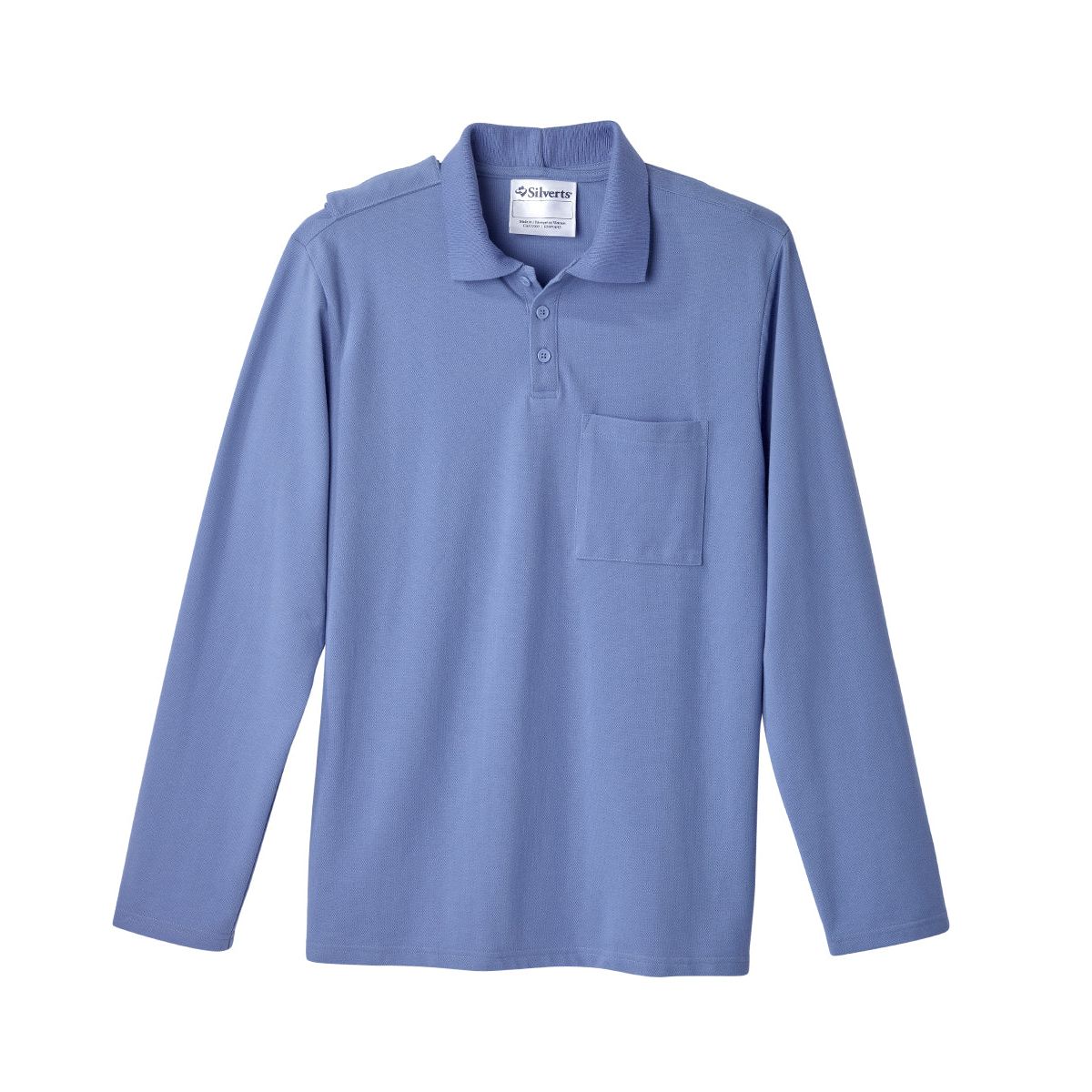 Men's Adaptive Open Back Polo Shirt with Long Sleeves