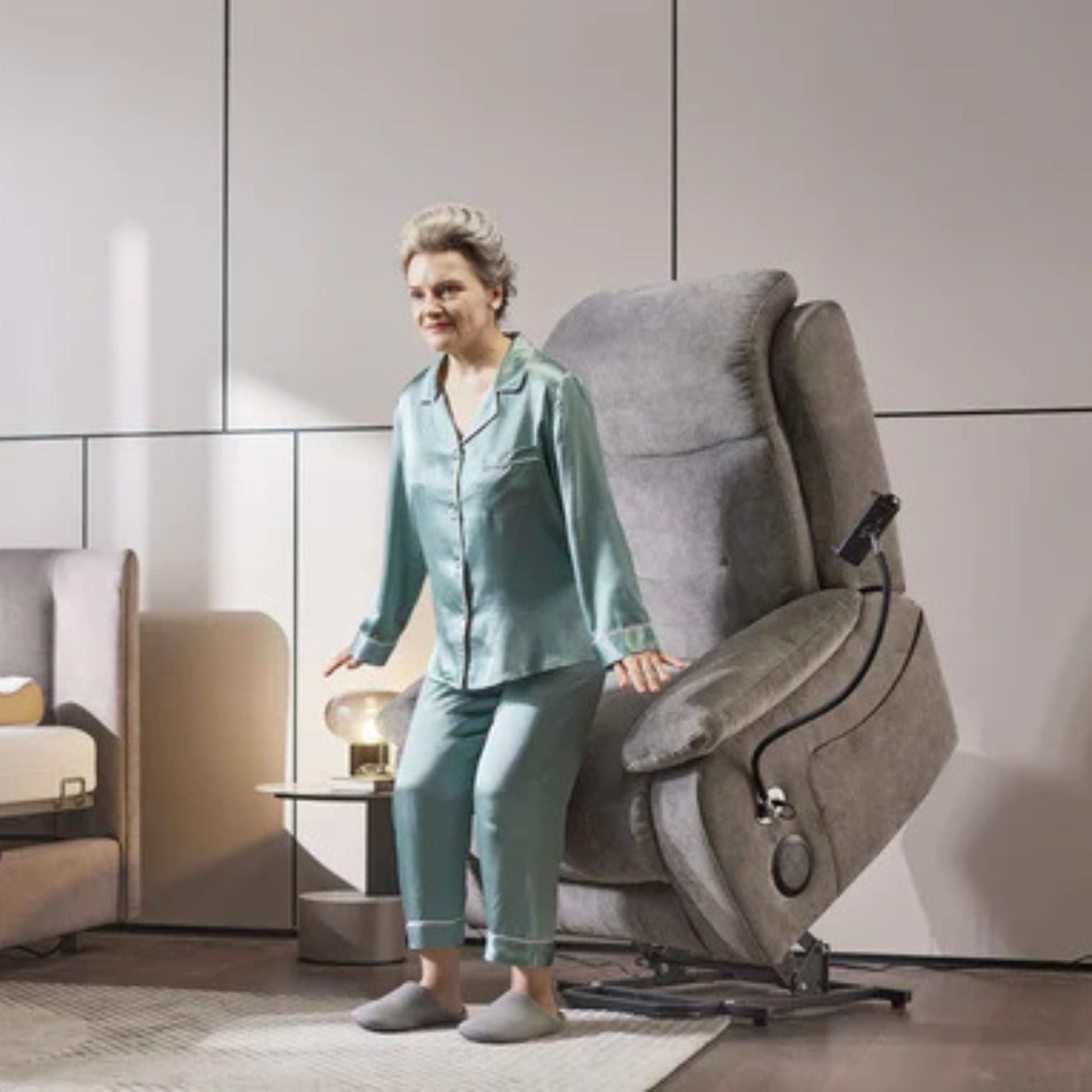 Starise power lift recliner positioned beside adjustable lift chair for safer transfers and independent home mobility support