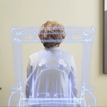 Rear view comparison showing the tall high-back design of the Starise power lift recliner providing upper back, shoulder, and head support for seated comfort and positioning assistance
